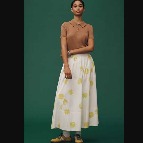 Anthropologie Dresses & Skirts - M Maeve x Anthropologie The Jacie Tennis poplin printed midi skirt Kate Schelter
